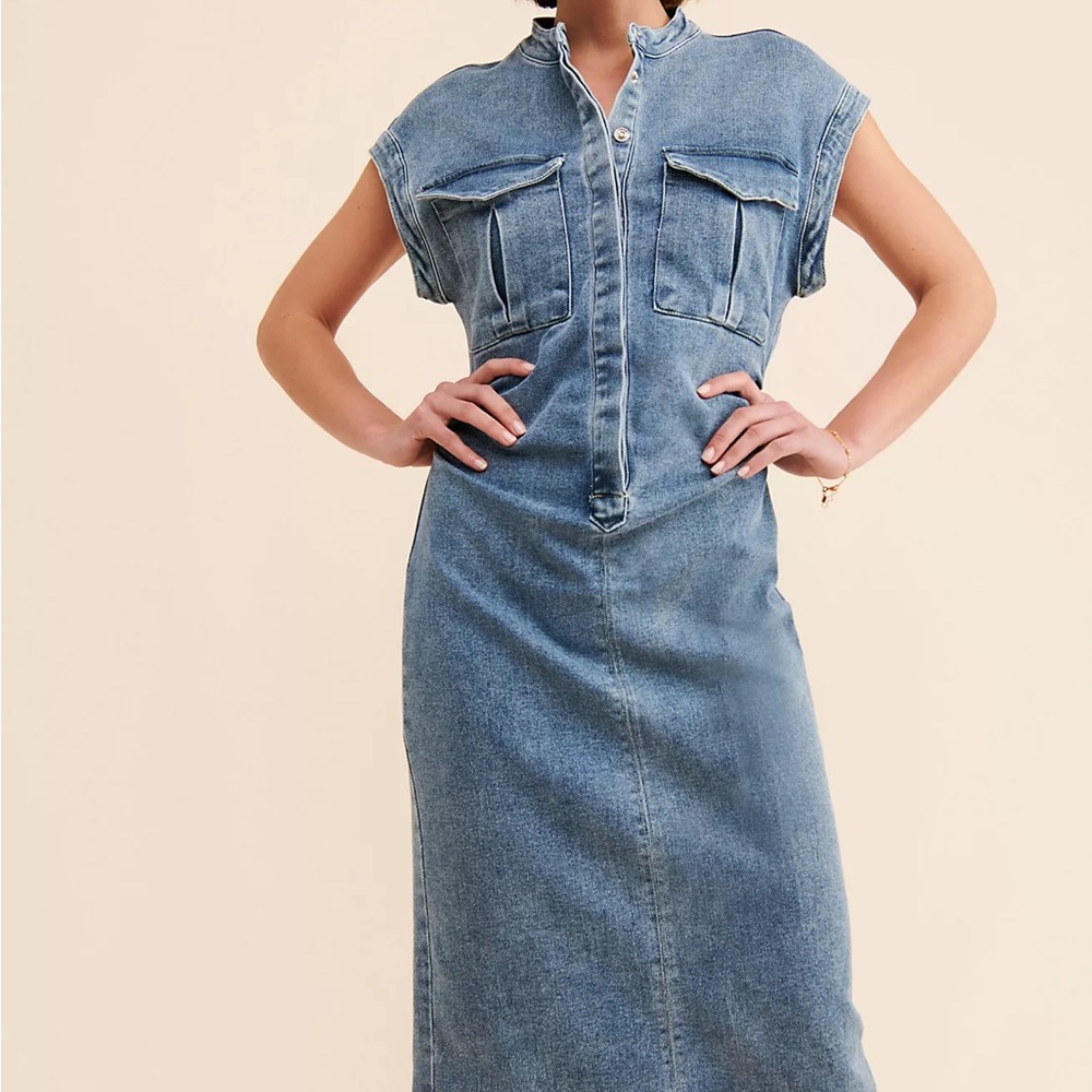 En Saison from Free People Lira Denim Midi Dress XS NWT